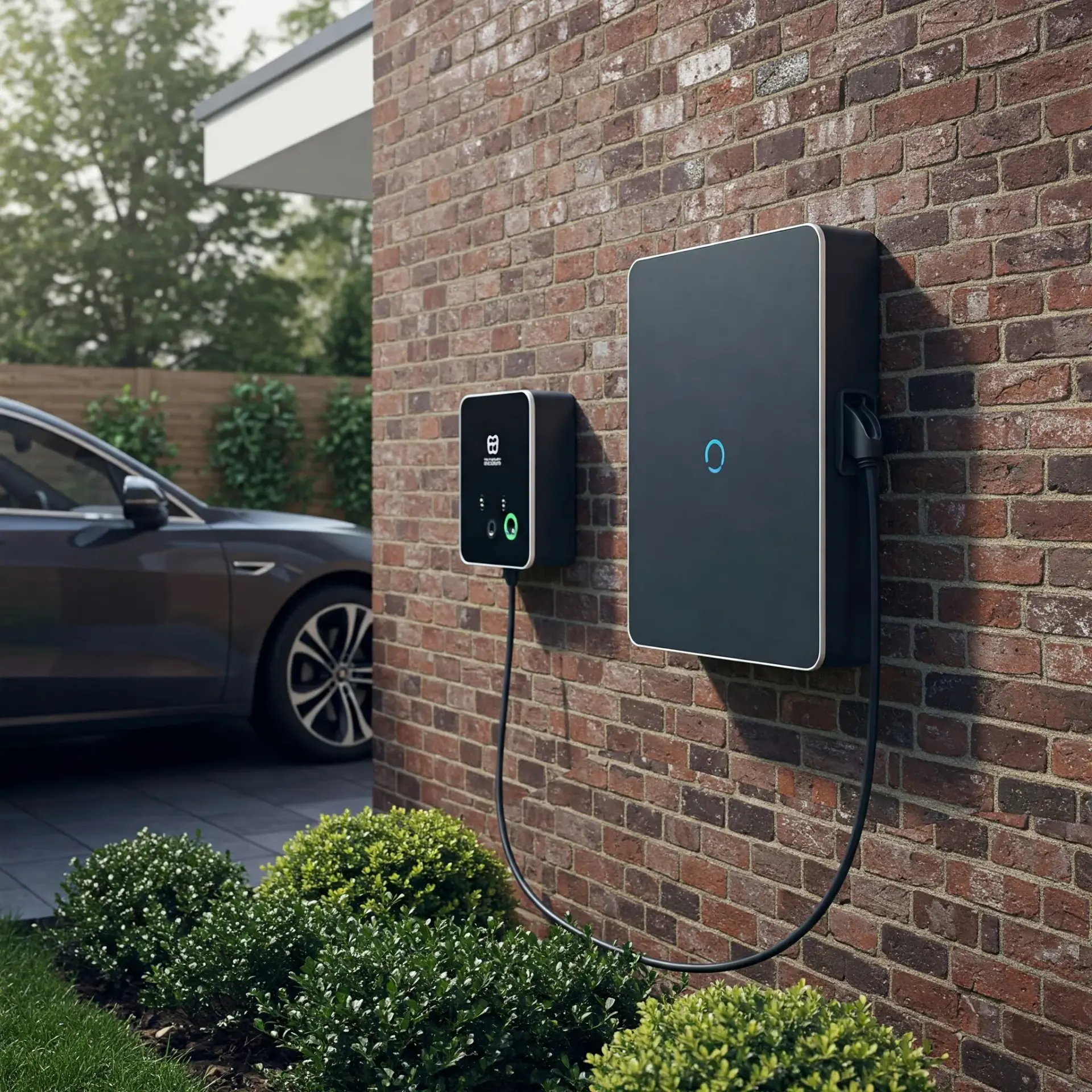 Carregador wall box para carro elétrico instalado em parede